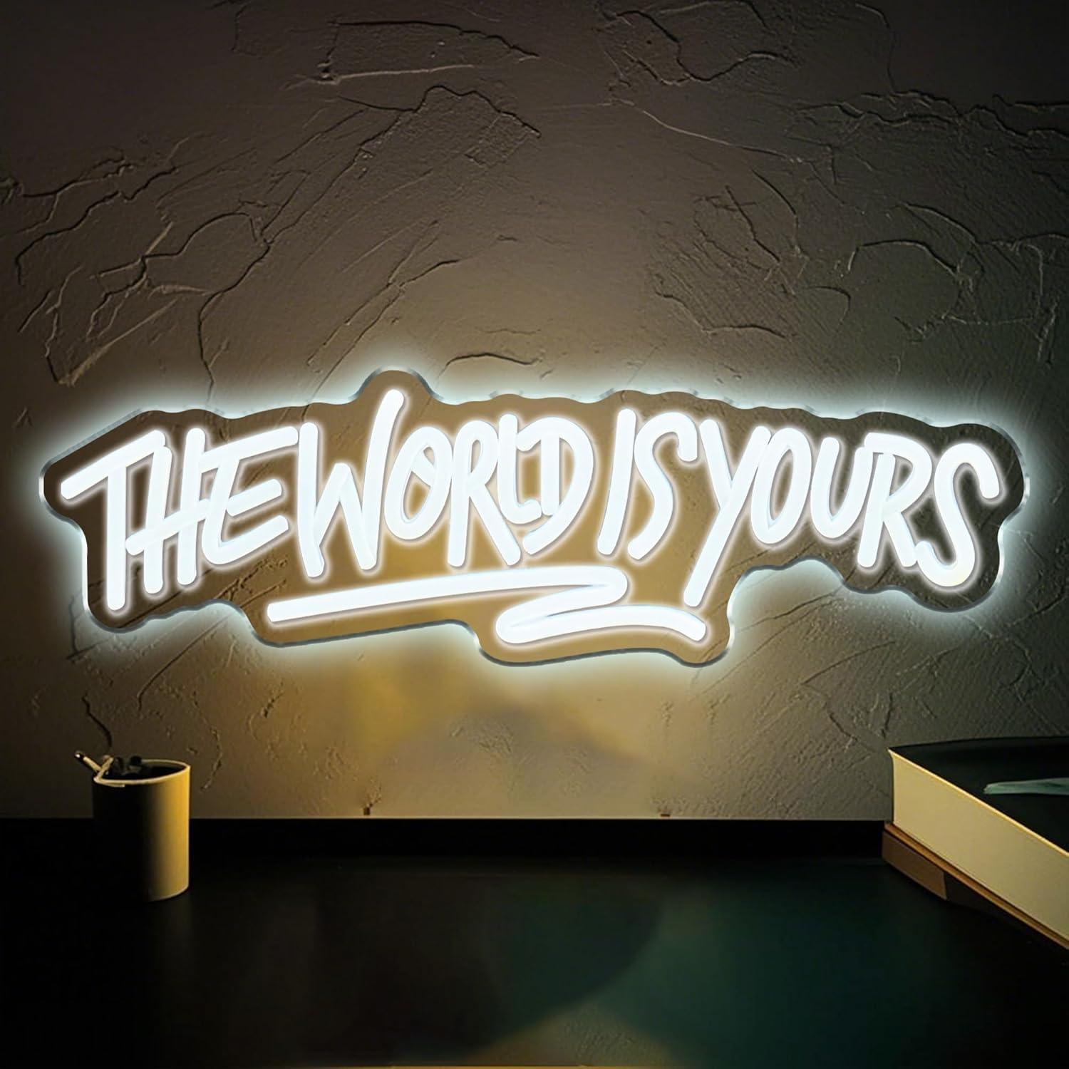 Beer & Wine Grab - The World is Yours Neon Sign