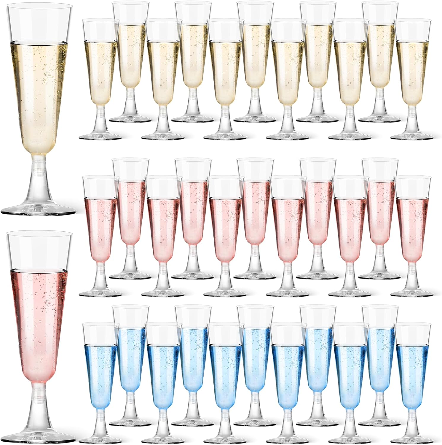 Wine & Beer Emporium - Plastic Champagne Flutes 40 Pack, 5.5
