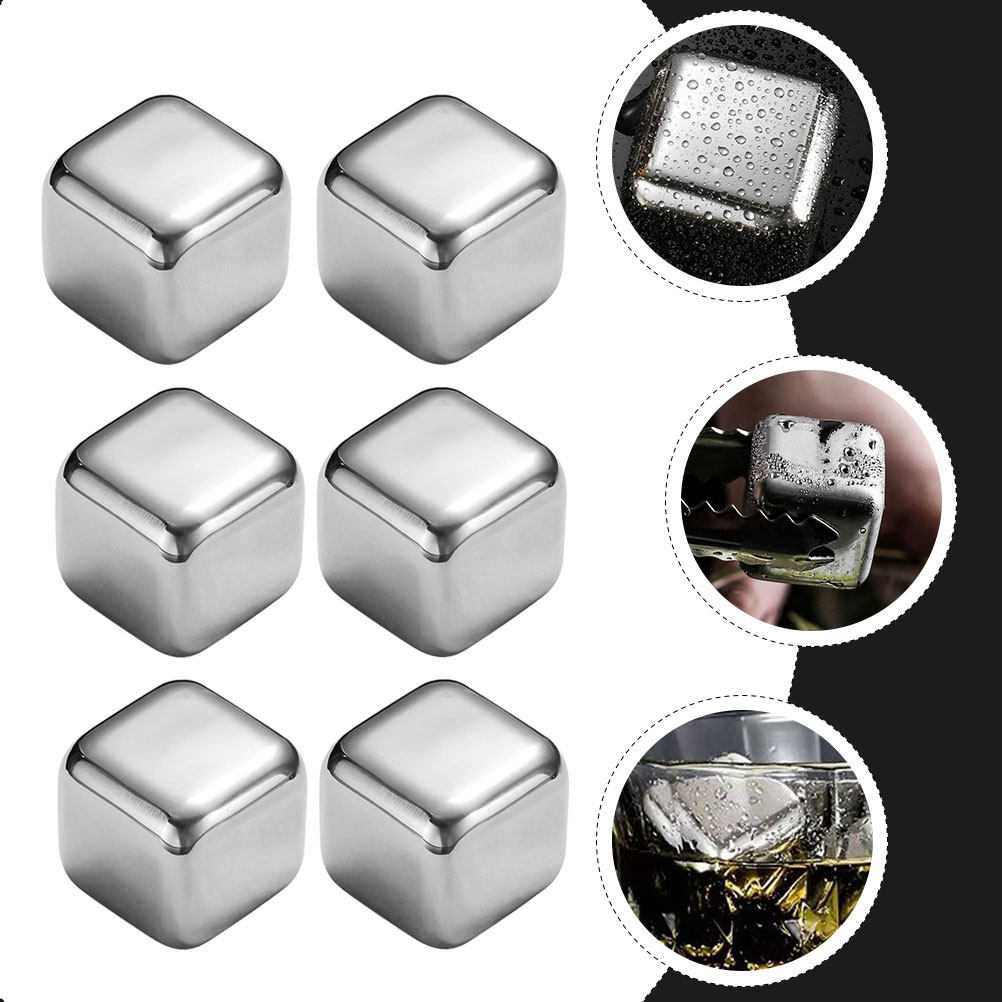 6Pcs Stainless Steel Wine Ice  – Whiskey Stone Set Bewertung und Preis
