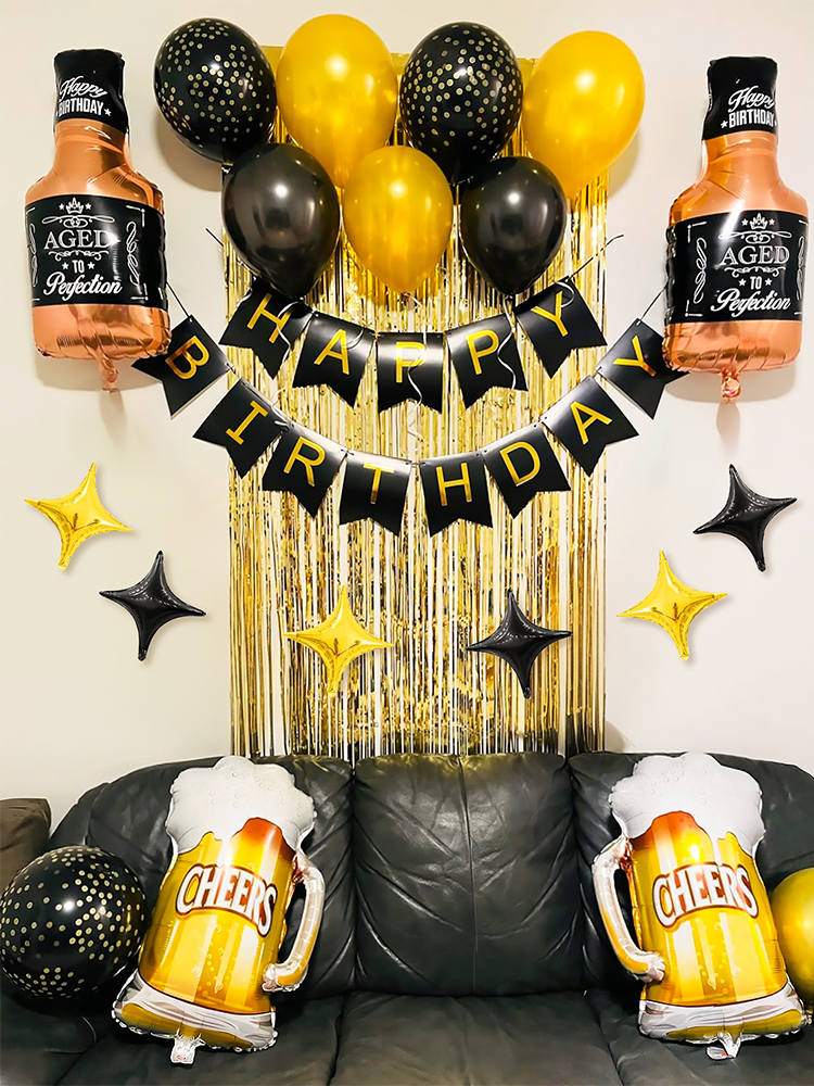 23pcs/set Happy Birthday Black – Wine Beer Whiskey Year Bewertung und Preis