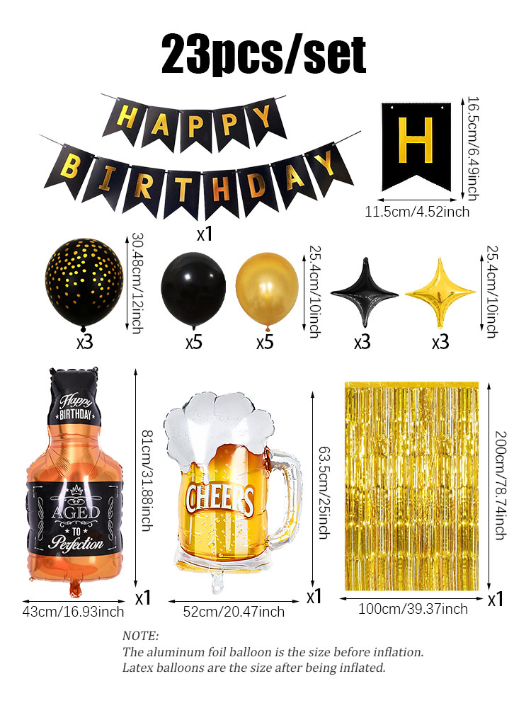 23pcs/set Happy Birthday Black – Wine Beer Whiskey Year Bewertung und Preis