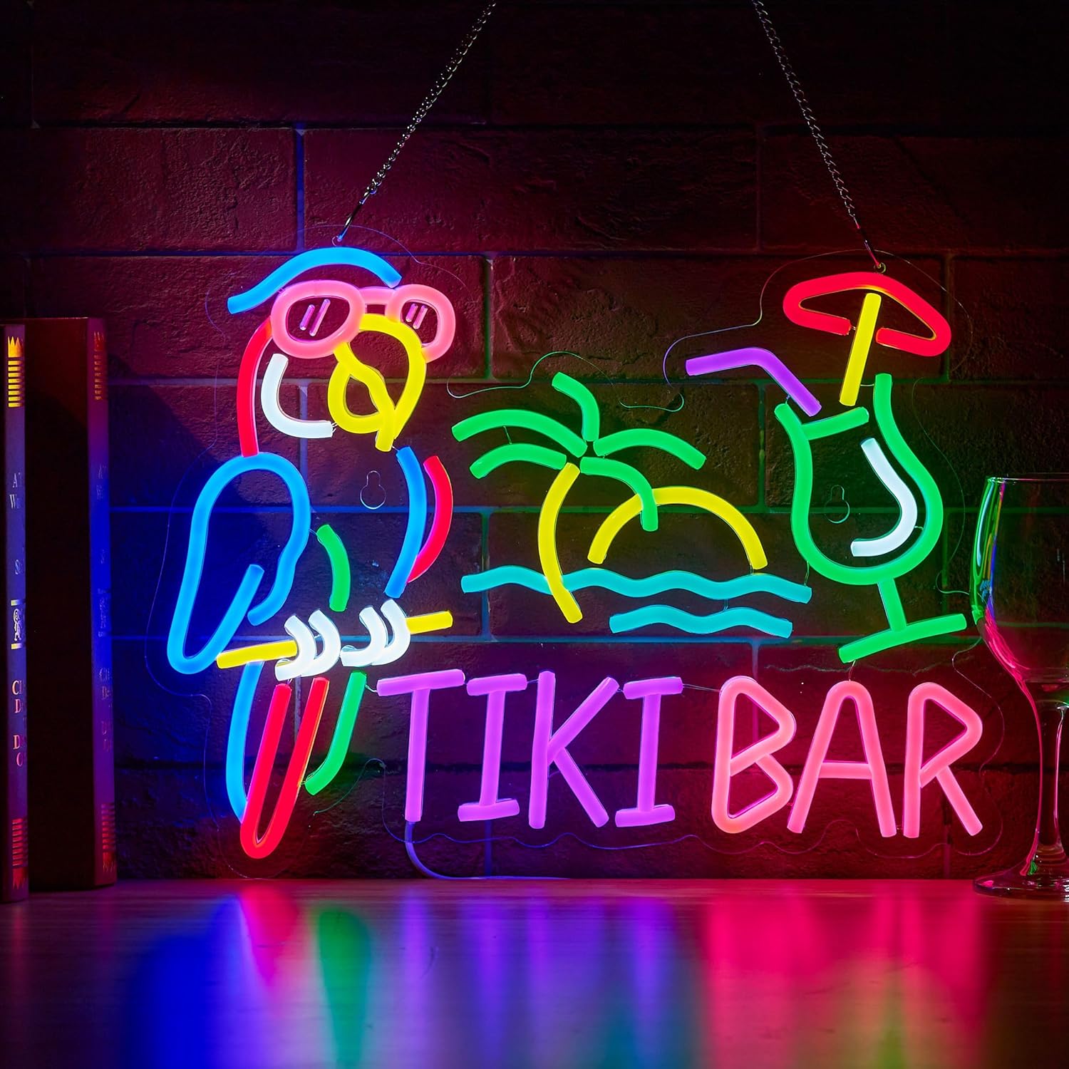 Tiki Bar Parrot Palm Tree Neon – Beer & Wine Grab Bewertung und Preis