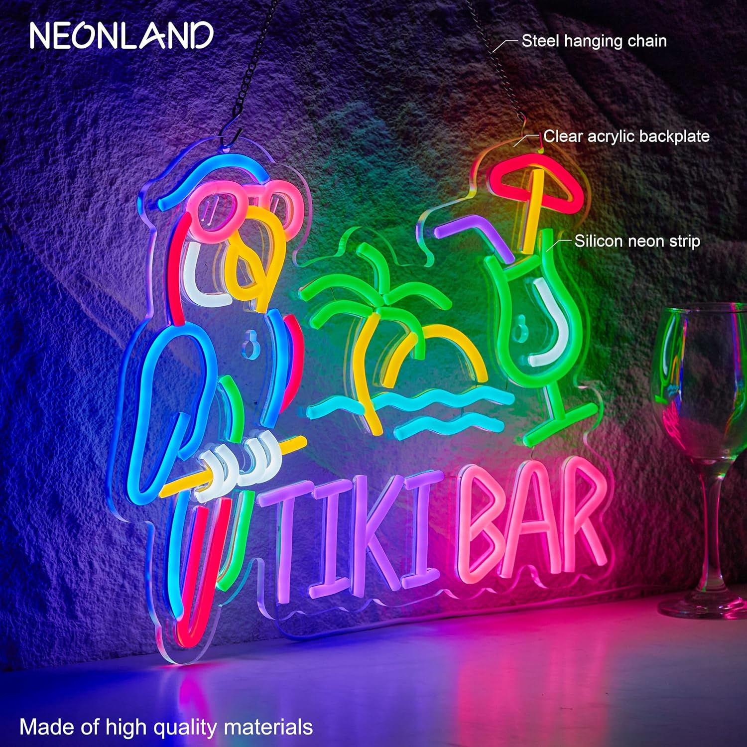 Tiki Bar Parrot Palm Tree Neon – Beer & Wine Grab Bewertung und Preis
