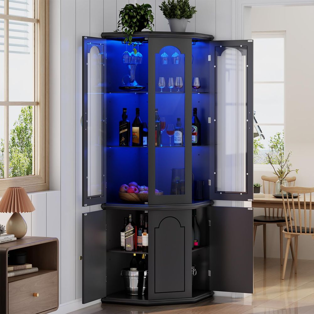 Corner Bar Cabinet w LED Light – Wine & Beer Emporium Bewertung und Preis